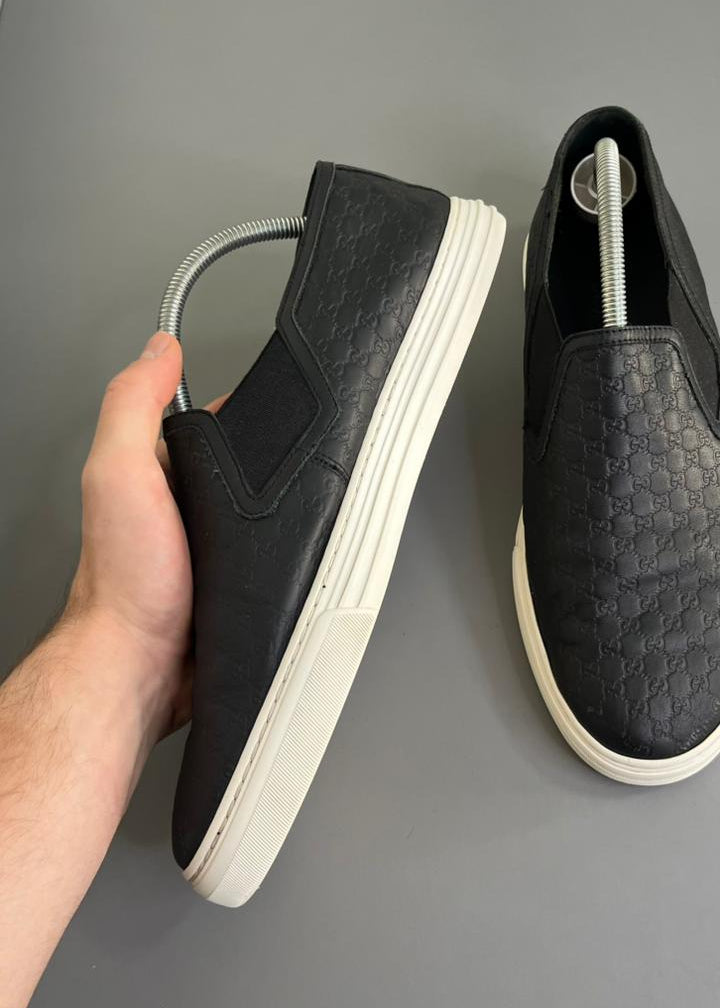 Tênis Slip On Gucci Couro Preto