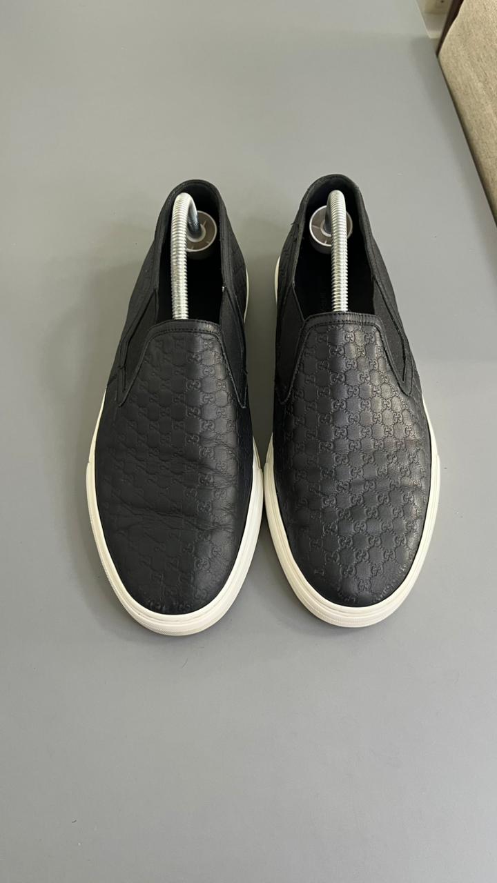 Tênis Slip On Gucci Couro Preto 5