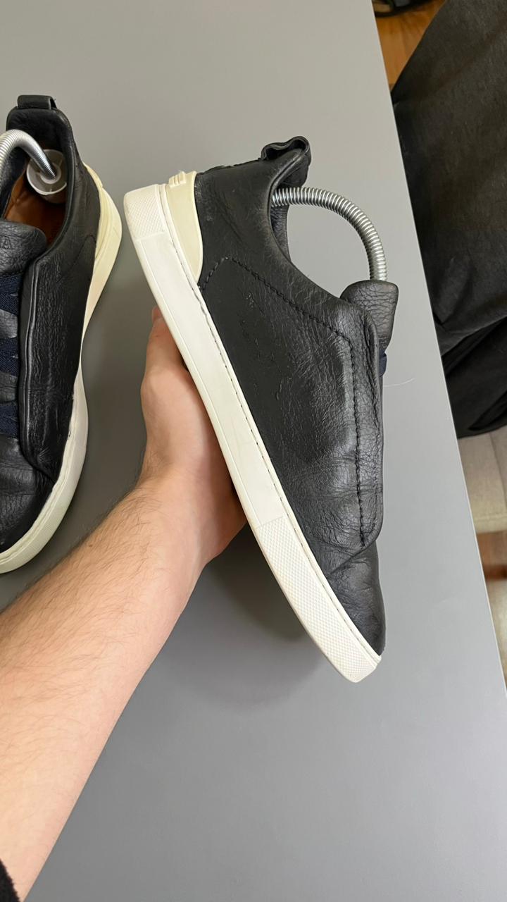 Tênis Zegna Triple Stitch Couro Bege 5