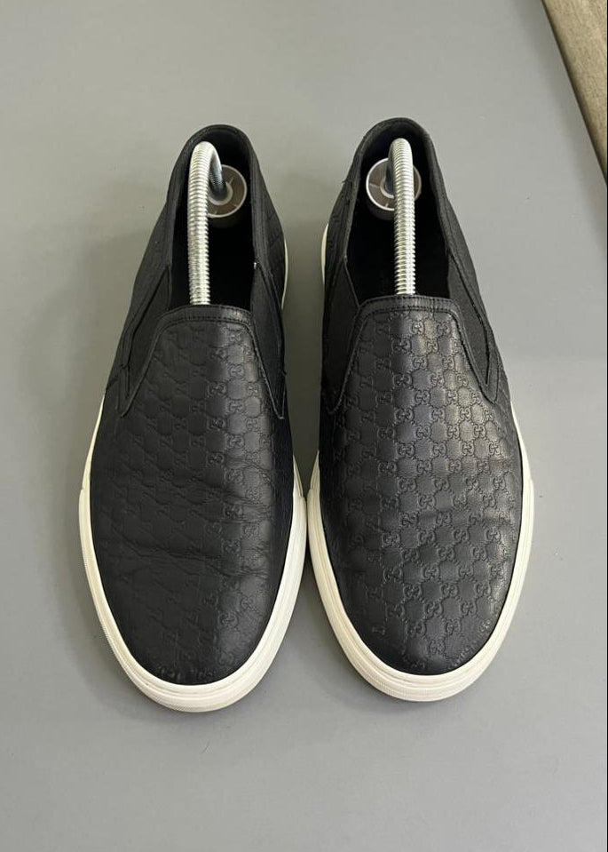 Tênis Slip On Gucci Couro Preto