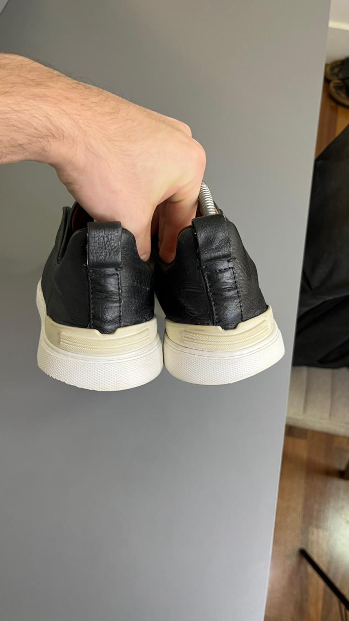 Tênis Zegna Triple Stitch Couro Bege 6