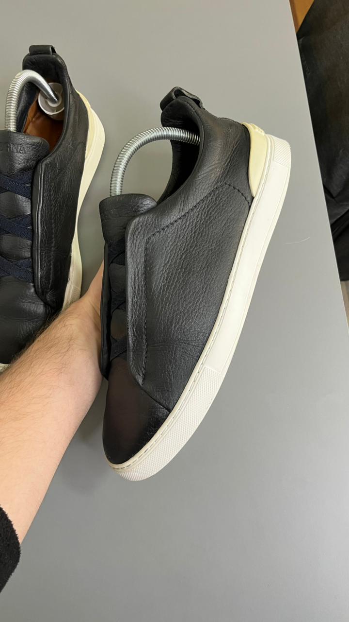 Tênis Zegna Triple Stitch Couro Bege 7