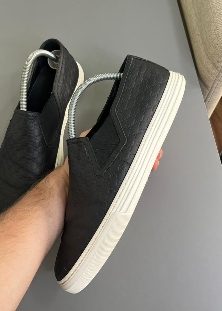 Tênis Slip On Gucci Couro Preto