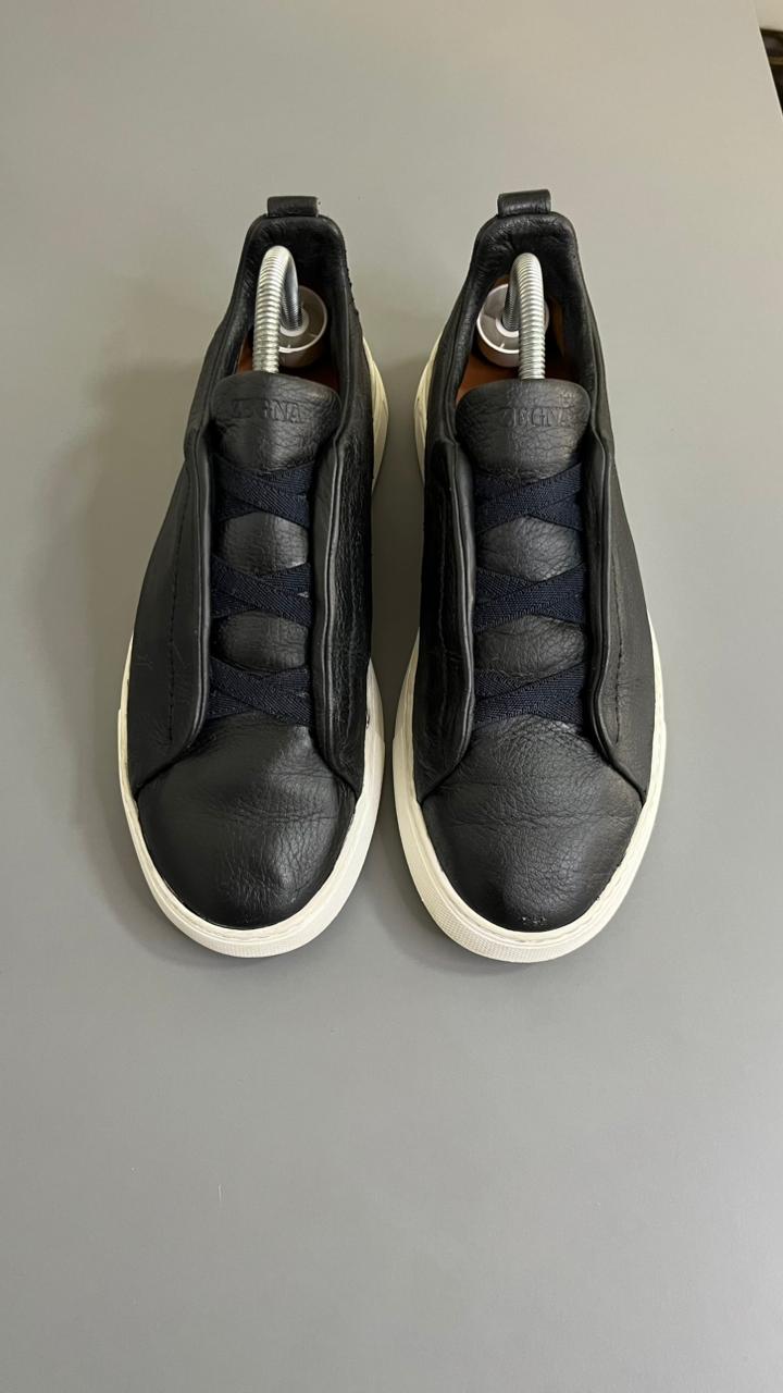 Tênis Zegna Triple Stitch Couro Bege 9