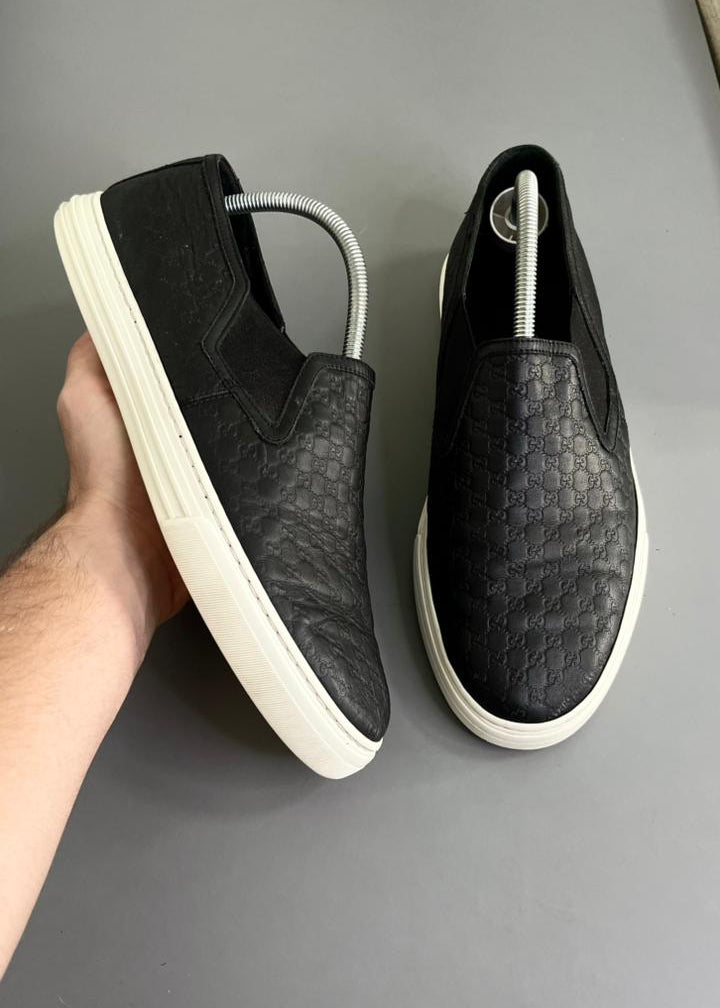 Tênis Slip On Gucci Couro Preto