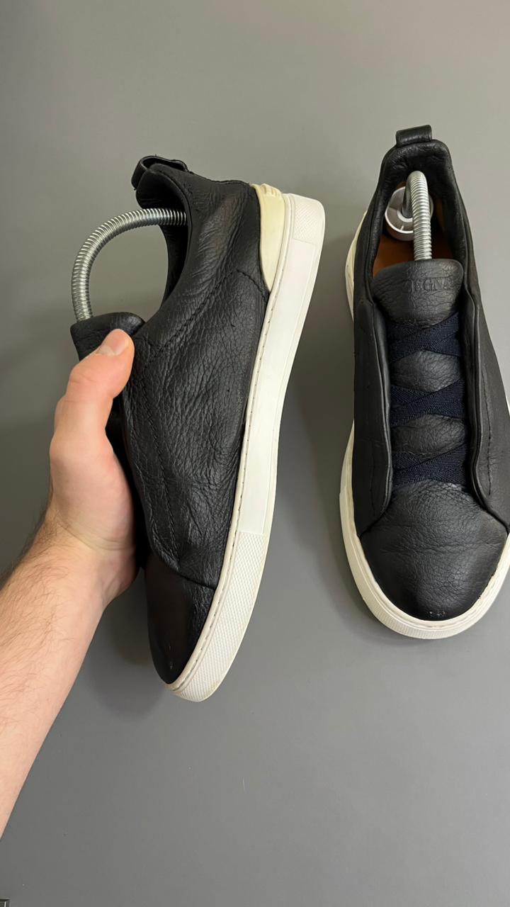 Tênis Zegna Triple Stitch Couro Bege 10