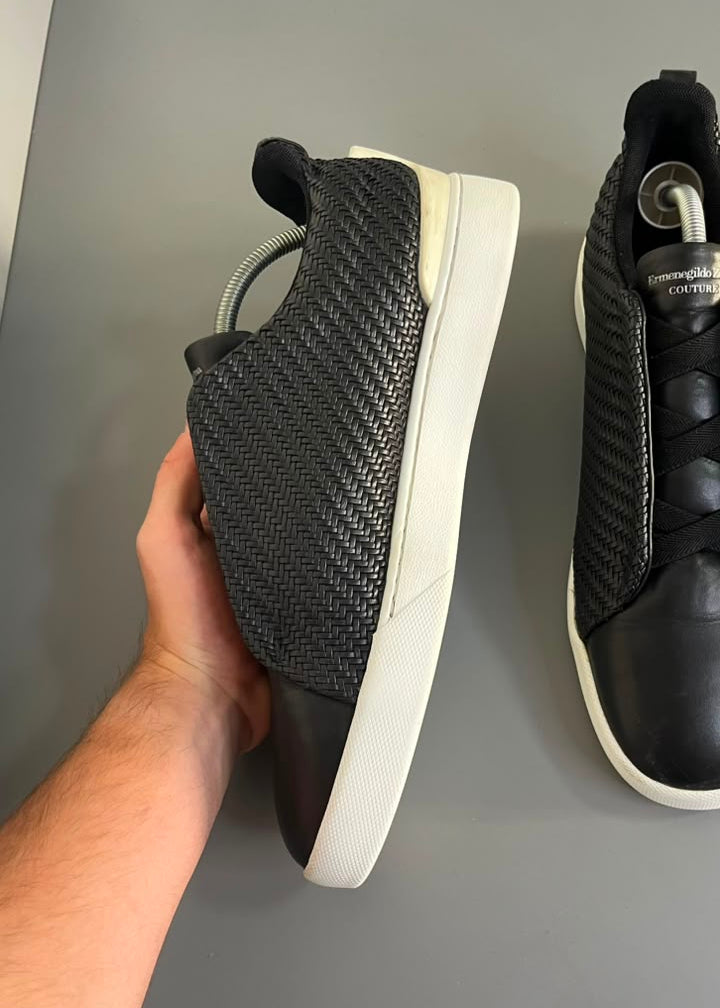 Zegna Triple Stitch Couro Preto
