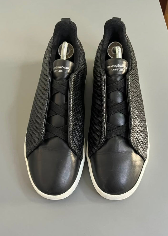 Zegna Triple Stitch Couro Preto