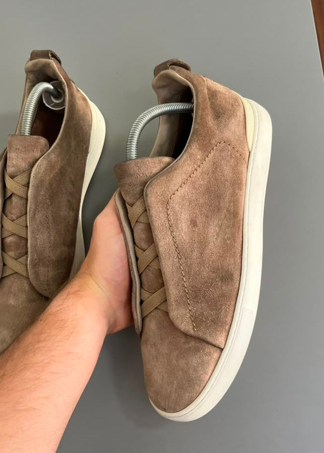 Zegna Triple Stitch Camurça Bege