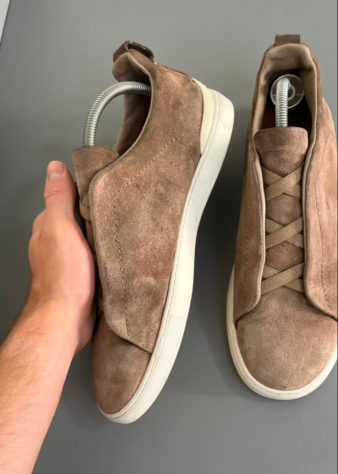 Zegna Triple Stitch Camurça Bege