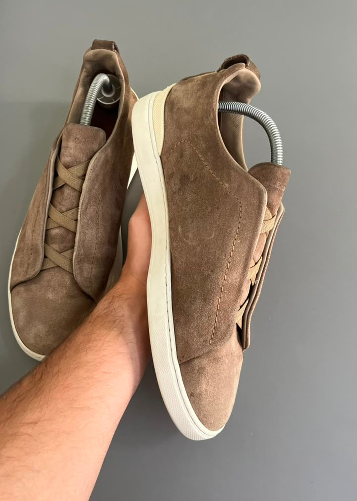 Zegna Triple Stitch Camurça Bege