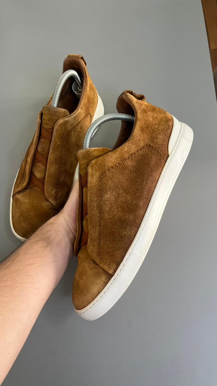 Zegna Triple Stitch Camurça Bege