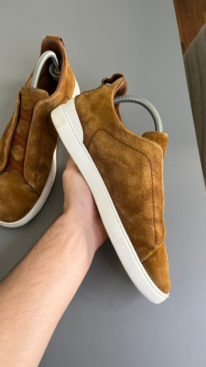 Zegna Triple Stitch Camurça Bege