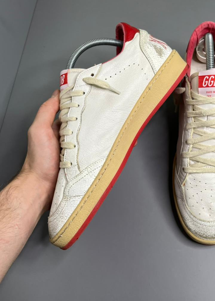 Golden Goose Ball Star Couro Branco e Vermelho