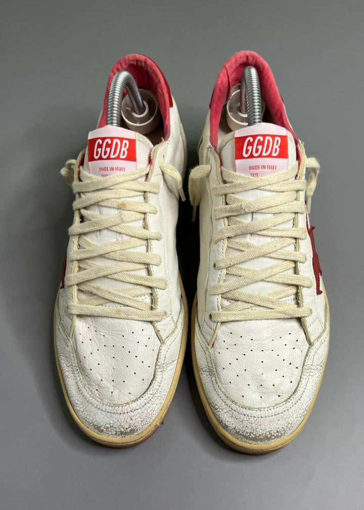 Golden Goose Ball Star Couro Branco e Vermelho