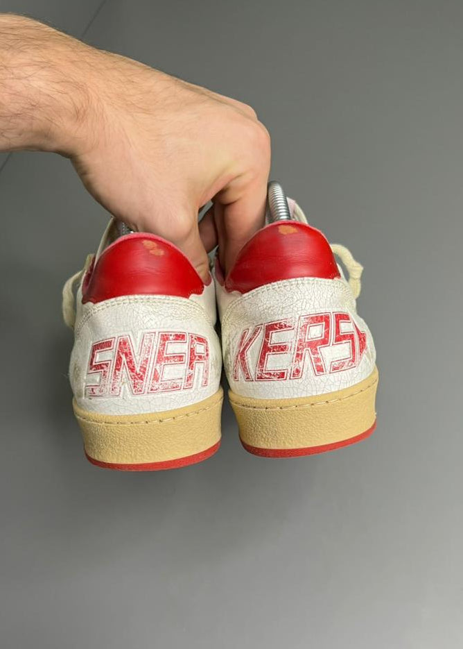 Golden Goose Ball Star Couro Branco e Vermelho