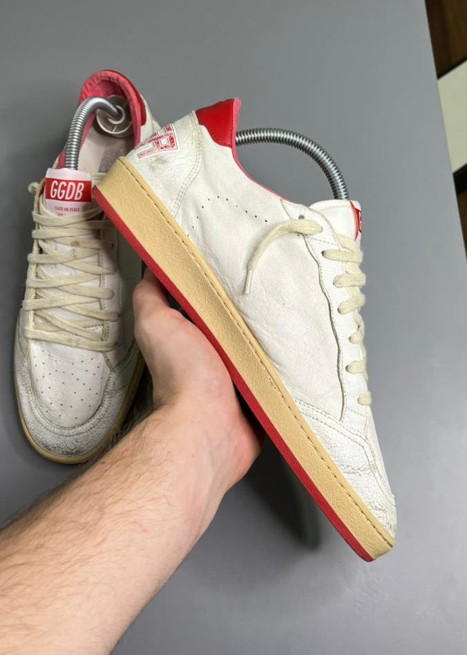 Golden Goose Ball Star Couro Branco e Vermelho