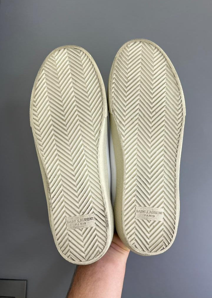Tênis Saint Laurent Low Court Classic Couro Branco