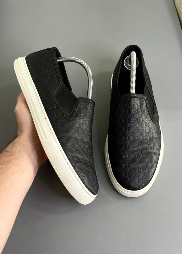 Tênis Slip On Gucci Couro Preto