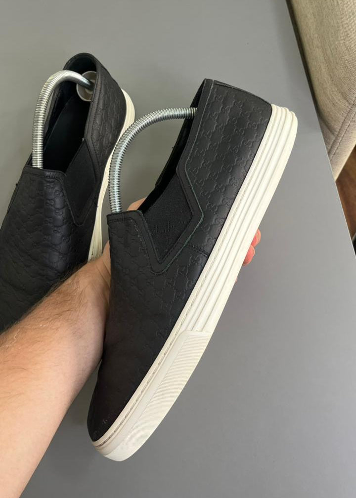 Tênis Slip On Gucci Couro Preto