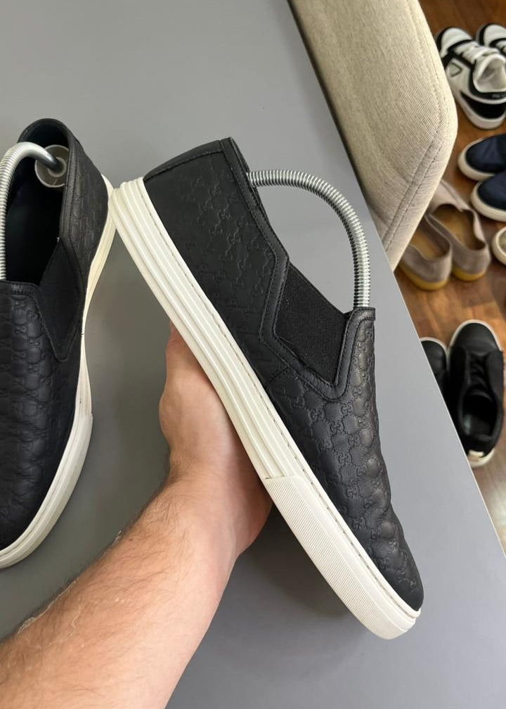 Tênis Slip On Gucci Couro Preto