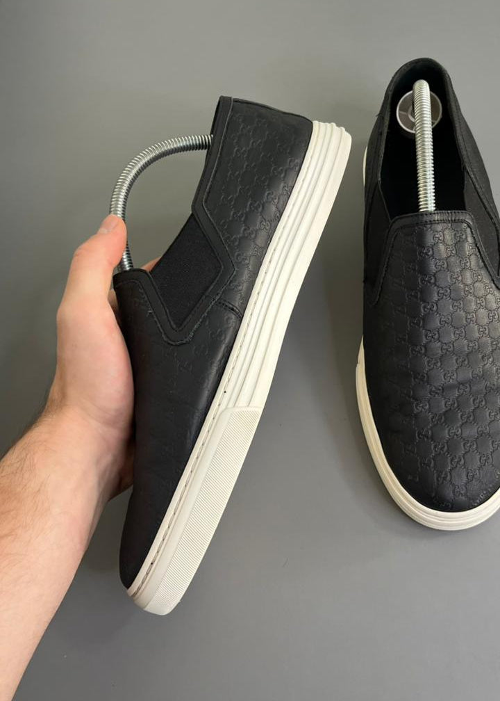 Tênis Slip On Gucci Couro Preto