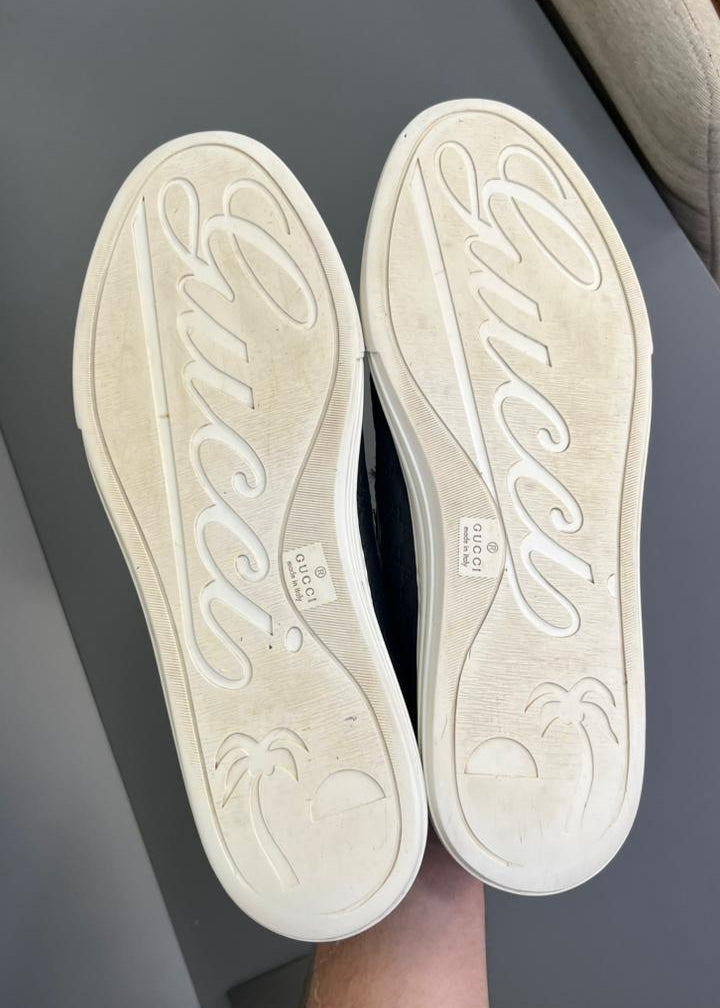 Tênis Slip On Gucci Couro Preto