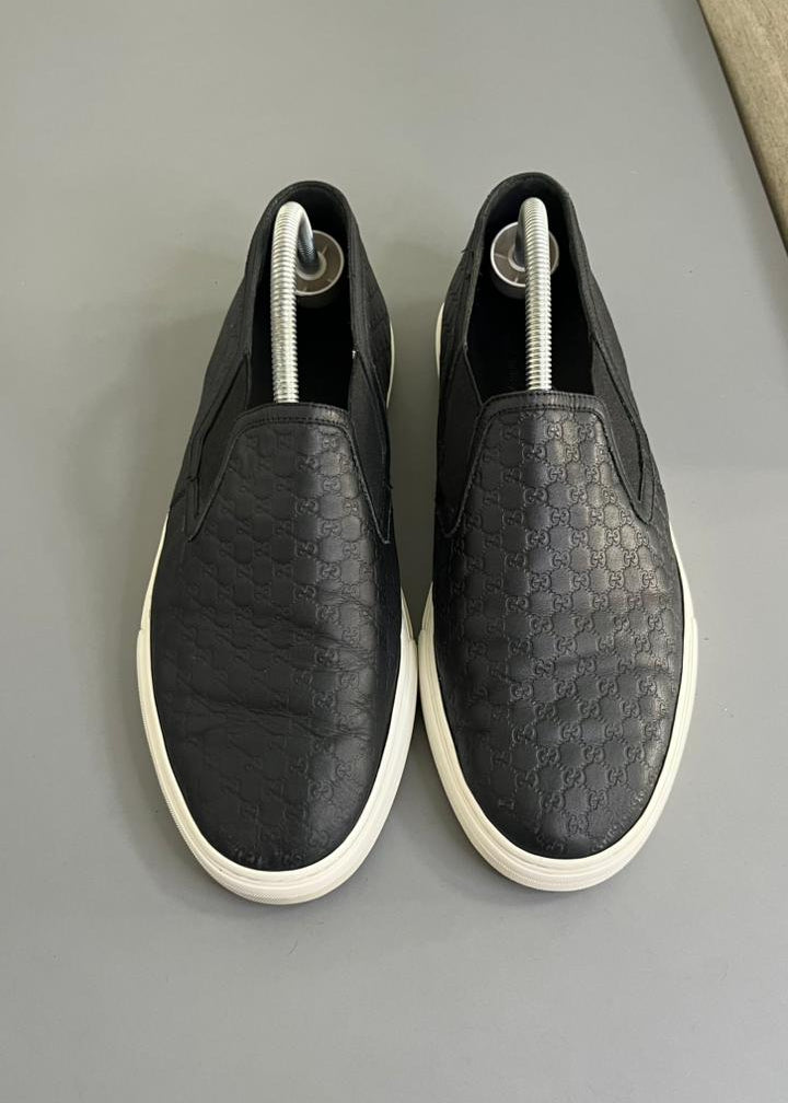 Tênis Slip On Gucci Couro Preto