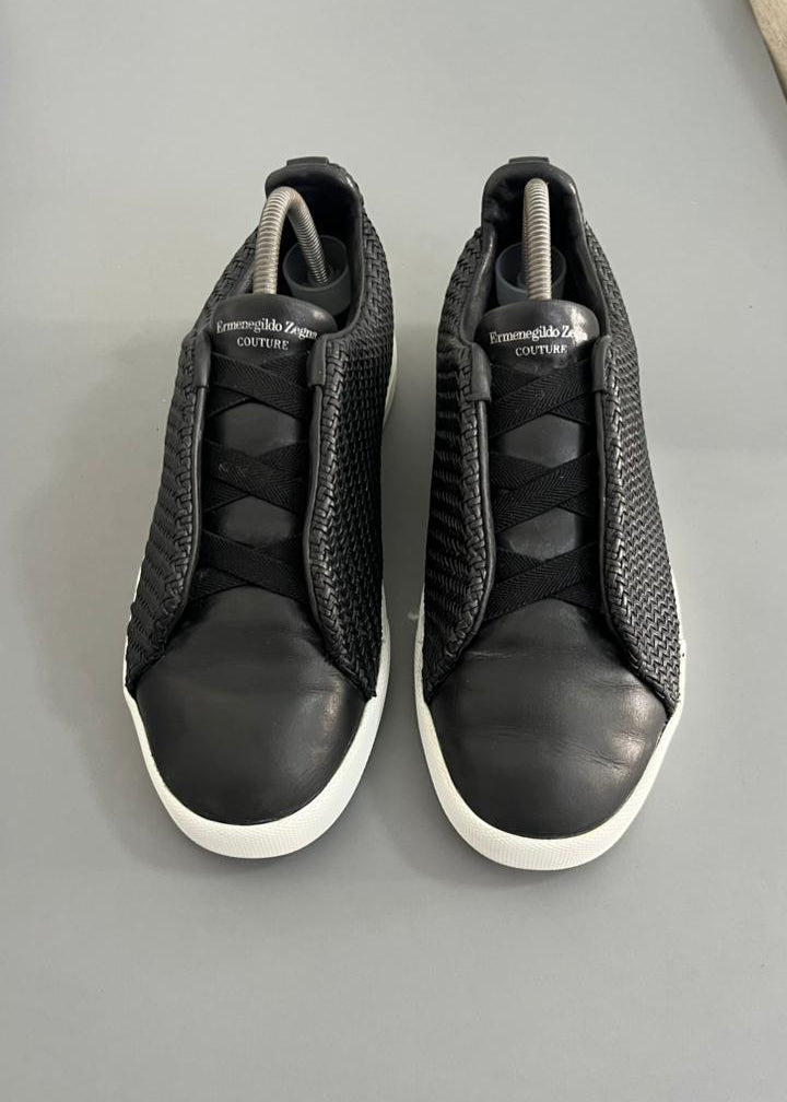 Zegna Triple Stitch Couro Preto