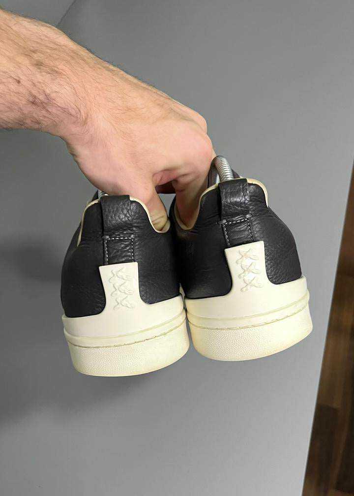 Tênis Zegna Triple Stitch Cinza couro e camurça