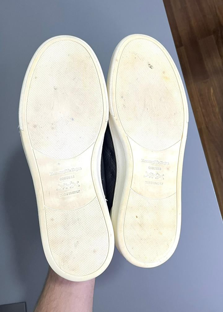 Tênis Zegna Triple Stitch Cinza couro e camurça