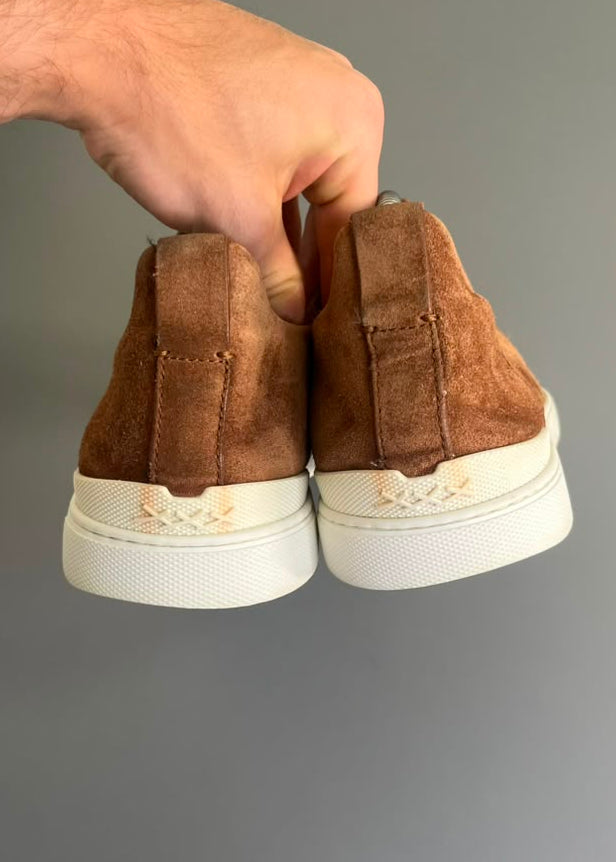 Zegna Triple Stitch Camurça Marrom