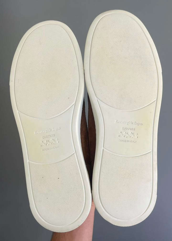 Zegna Triple Stitch Camurça Marrom