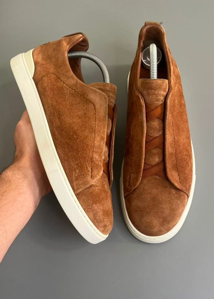 Zegna Triple Stitch Camurça Marrom