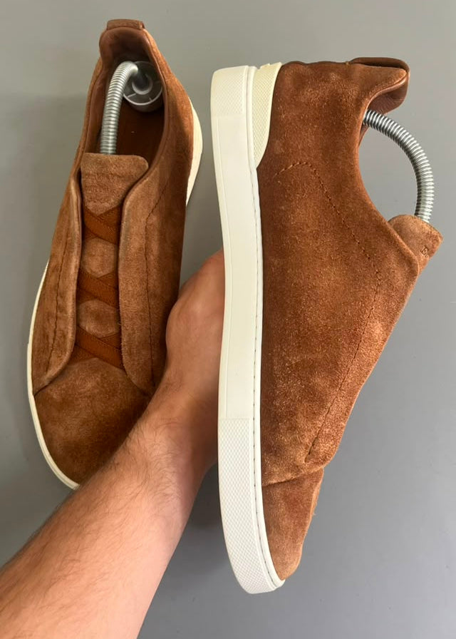 Zegna Triple Stitch Camurça Marrom