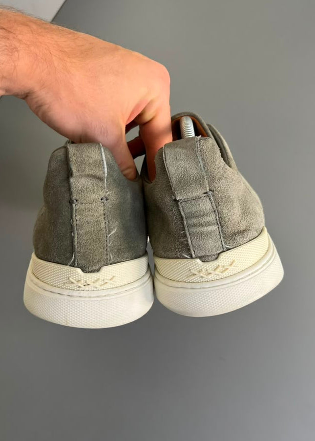 Zegna Triple Stitch Camurça Cinza / Verde