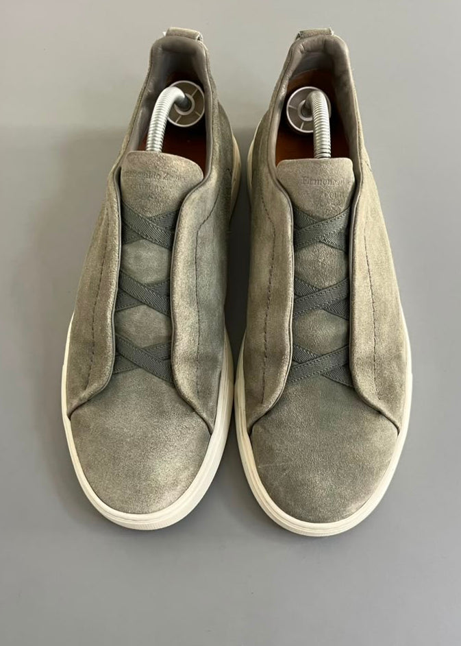 Zegna Triple Stitch Camurça Cinza / Verde