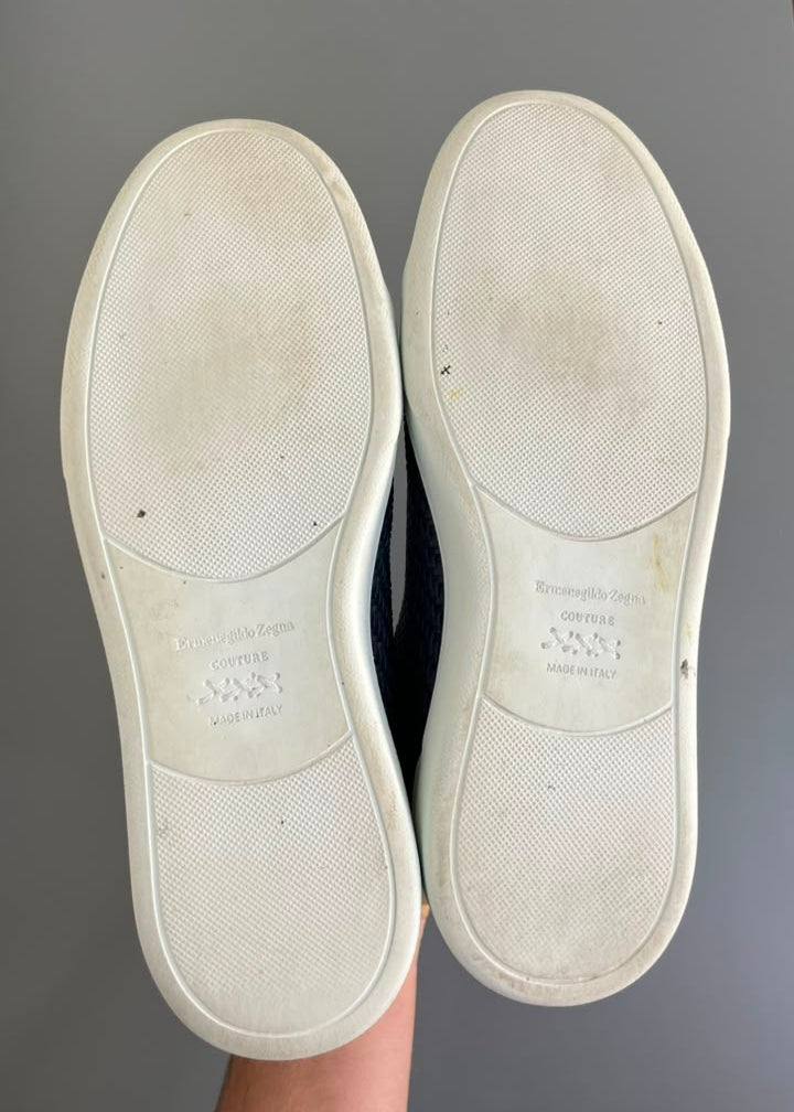 Zegna Triple Stitch Couro Azul Marinho