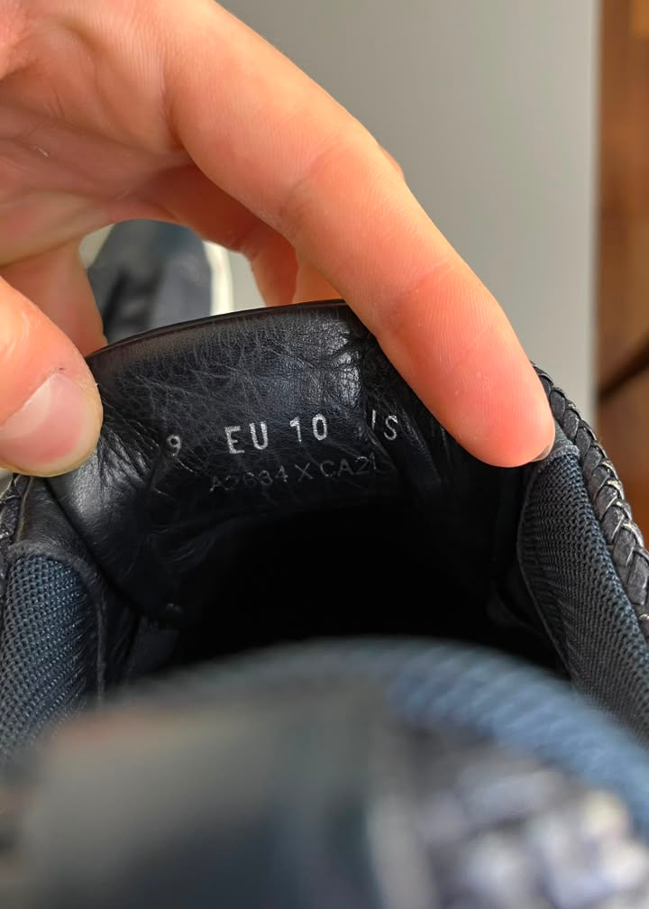 Zegna Triple Stitch Couro Azul Marinho