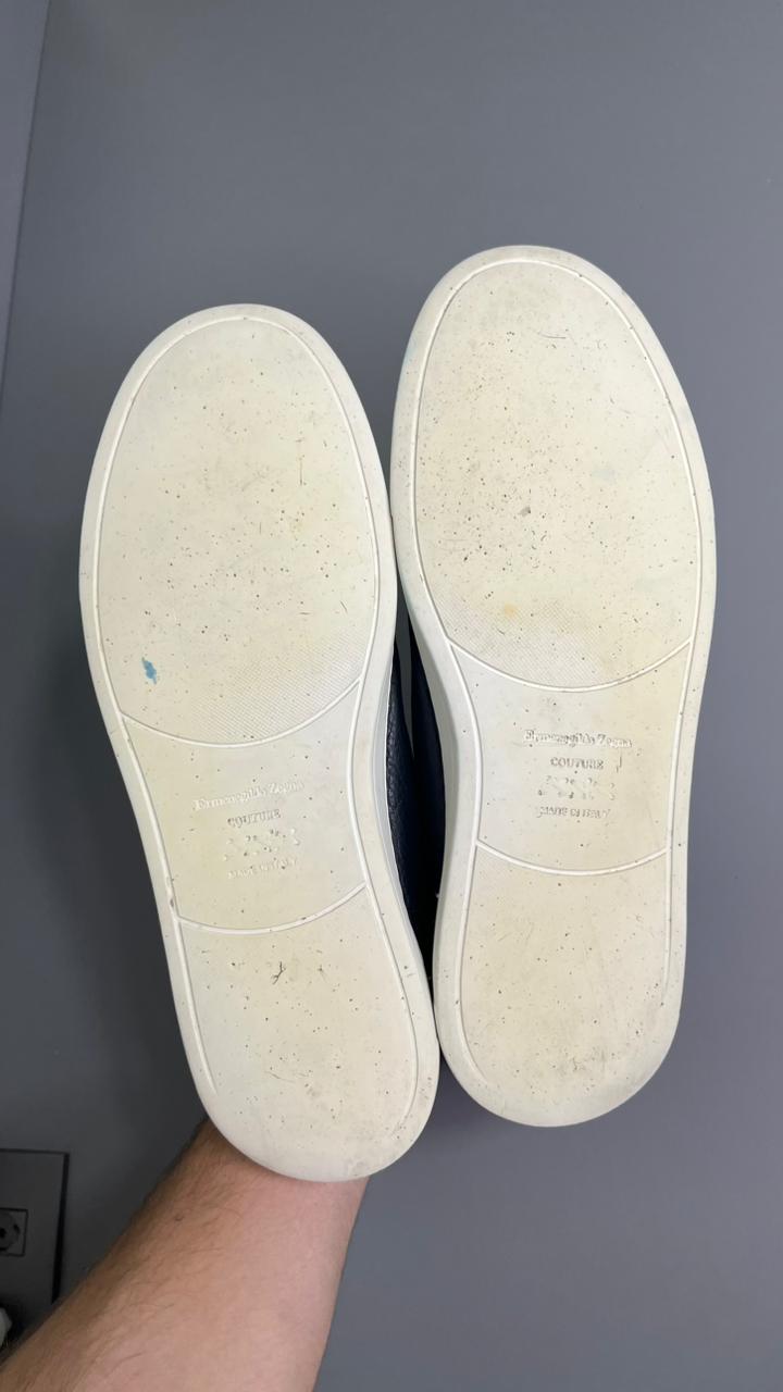 Tênis Zegna Triple Stitch Azul Marinho Couro e Camurça 6