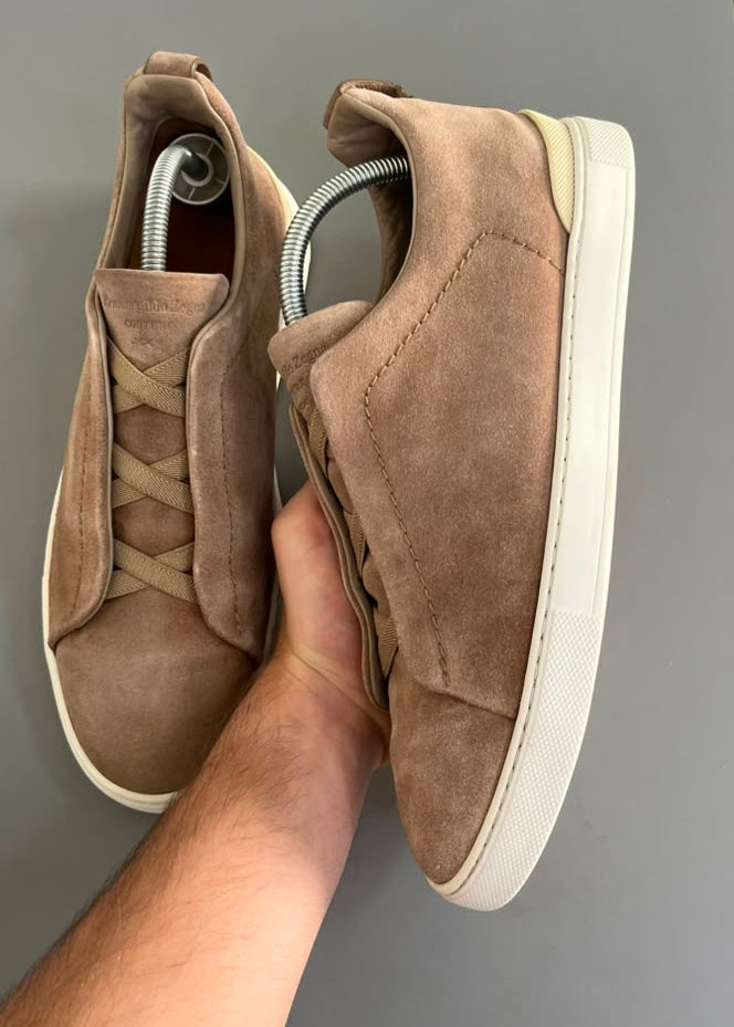 Zegna Triple Stitch Camurça Bege