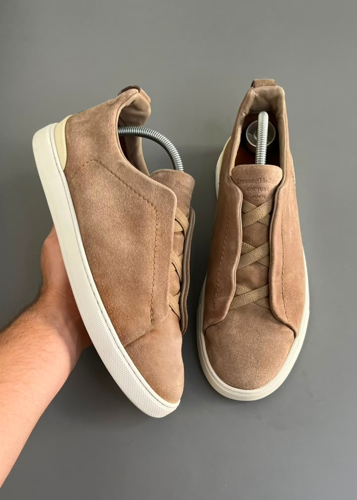 Zegna Triple Stitch Camurça Bege
