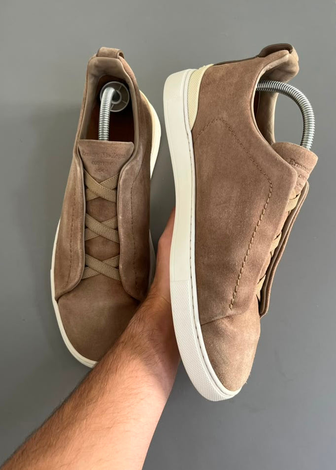 Zegna Triple Stitch Camurça Bege